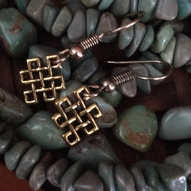 Vintage Brass Endless Knot Earrings